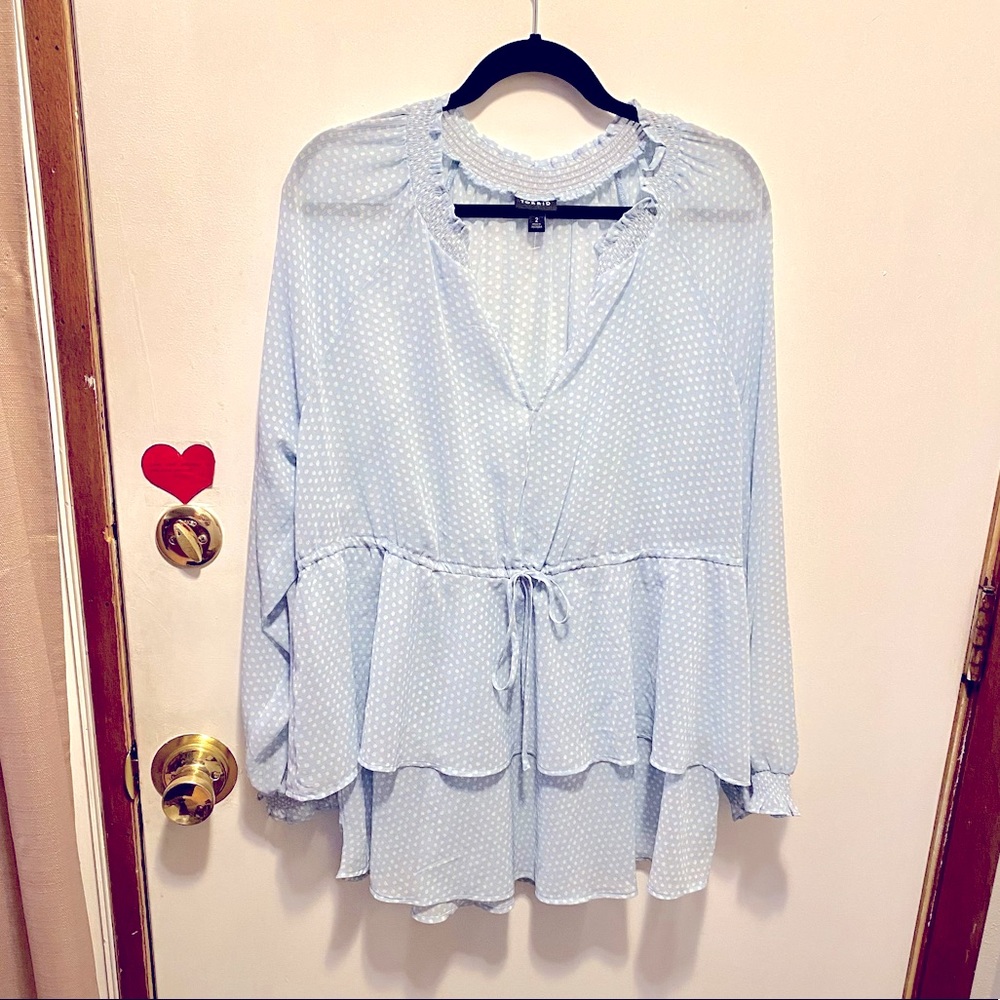 Torrid Baby Blue Sheer Blouse
